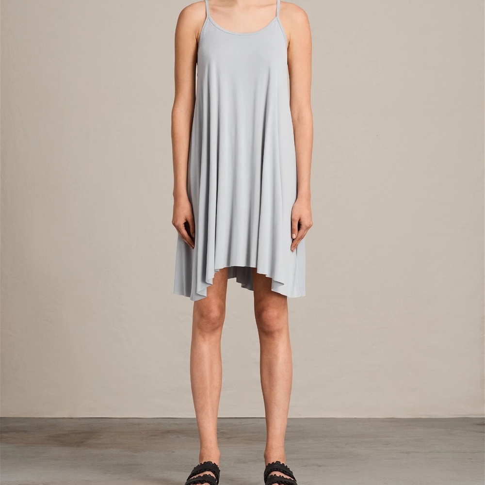 NEW NWT All Saints Conley Soft Racerback Lightweight Dress Light Gray Size XS